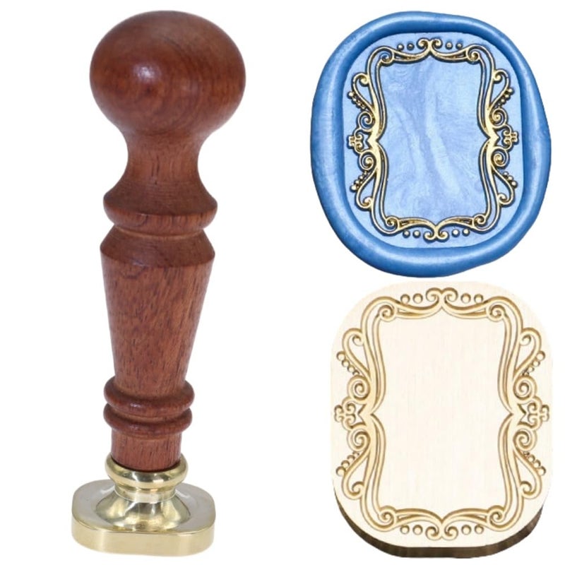 Atopbb Frame Wax Seal Stamp, 3D Embossed Frame Relief Carving Wax Sealing Stamp, Framewaxstamp Head Woodstamp Handle, Waxstamp for Wedding Invitations, Letter Sealing (F28) - Image 1